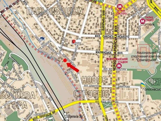 Схема рекламної площини за адресою Короленковская ул., 4 / Владимирская ул., на светофоре, в сторону Жилянская ул.