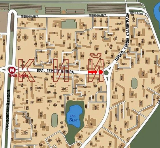 Схема рекламної площини за адресою Героев Днепра ул., 73 / Героев Сталинграда пр., разделитель, в сторону Героев Сталинграда пр.