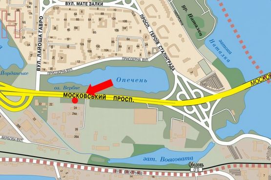 Схема рекламної площини за адресою Бандеры пр. (бывш. Московский пр.), возле супермаркета "METRO", в сторону Петровки