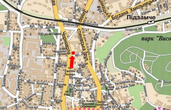 Схема рекламной плоскости по адресу Черновола пр. /  Детька ул., 200 м. до ТРЦ "Forum Lviv", из центра