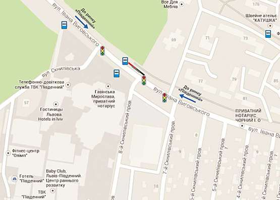 Схема рекламної площини за адресою Виговського (навпроти ТЦ Південний)  лівий Схема рекламної площини за адресою Виговського (навпроти ТЦ Південний)  лівий