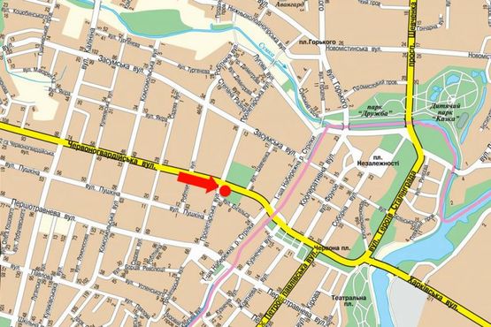 Схема рекламної площини за адресою Ильинская ул. (бывш. Красногвардейская ул.) / Ярослава Мудрого ул. (бывш. Пролетарская ул.), центр