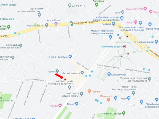 Схема рекламной плоскости по адресу Хмельницкого ул., 32, в сторону Конного рынка, ул. Молочной