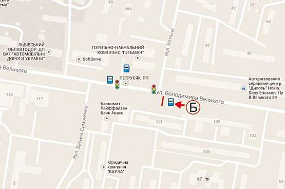 Схема рекламної площини за адресою Володимира Великого напроти вул. Боткіна ст. В