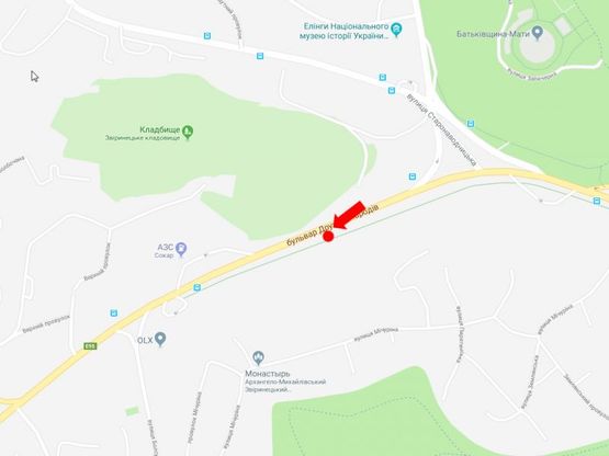 Схема рекламної площини за адресою Дружбы Народов бул., 150м. за пл. ГВОВ, в сторону бул. Украинки, ст.м. "Дружбы народов"