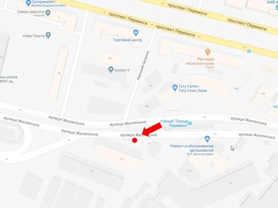 Схема рекламной плоскости по адресу Жилянская ул., 97, в сторону Борщаговская ул.