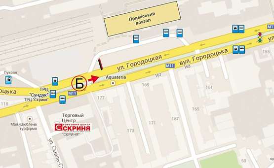 Схема рекламної площини за адресою Городоцька К1( приміський вокзал, напроти привокзальний ринок ст. Б нижній №4 )