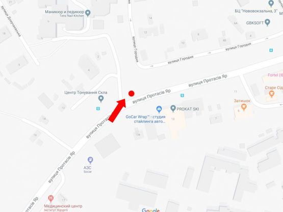 Схема рекламной плоскости по адресу Протасов Яр ул. / пер. Докучаевский, в сторону центра Схема рекламной плоскости по адресу Протасов Яр ул. / пер. Докучаевский, в сторону центра