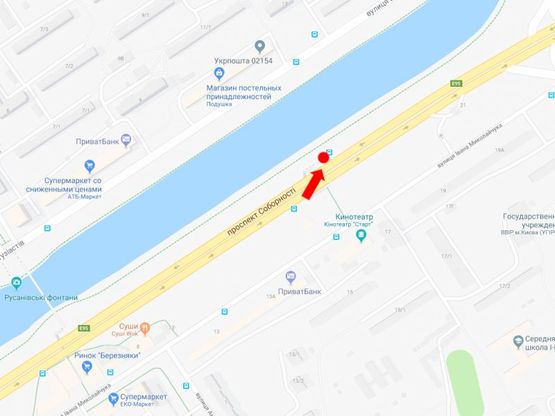 Схема рекламної площини за адресою Соборности пр. (бывш. Воссоединения пр.), напротив McDonald's, в сторону Дарницкой пл.