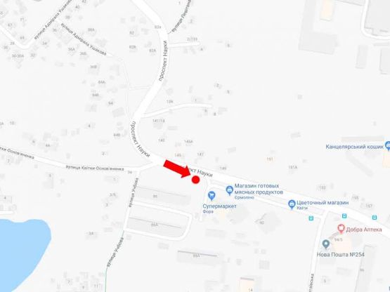 Схема рекламної площини за адресою Науки пр., 86 в сторону Столичного шоссе