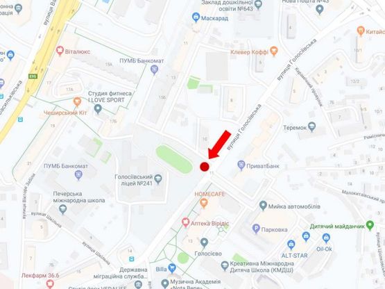 Схема рекламної площини за адресою Голосеевская ул., 9, напротив, в сторону ст.м. "Голосеевская"