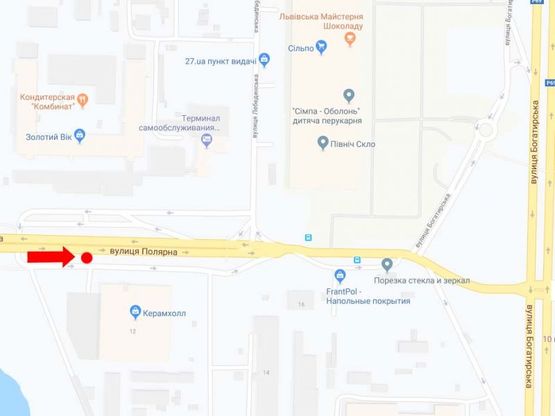 Схема рекламної площини за адресою Полярная ул., 12, на мосту, в сторону супермаркетов "Эпицентр", "Сильпо", ул. Богатырской Схема рекламної площини за адресою Полярная ул., 12, на мосту, в сторону супермаркетов "Эпицентр", "Сильпо", ул. Богатырской