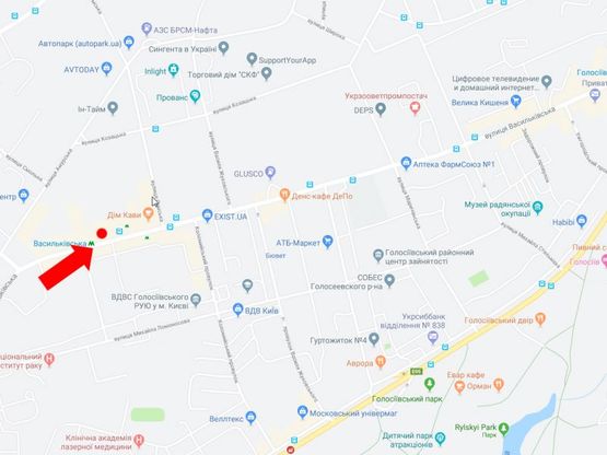 Схема рекламної площини за адресою Васильковская ул., 32, ст.м. "Васильковская", в центр