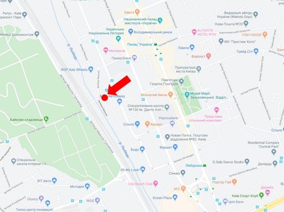 Схема рекламної площини за адресою Байковая ул. - ул. Ямская, в сторону ул.  Гринченко Схема рекламної площини за адресою Байковая ул. - ул. Ямская, в сторону ул.  Гринченко