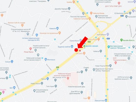 Схема рекламной плоскости по адресу Дружбы Народов бул., 23, ст. м. "Дружбы Народов", в сторону ст. м. "Лыбидская"