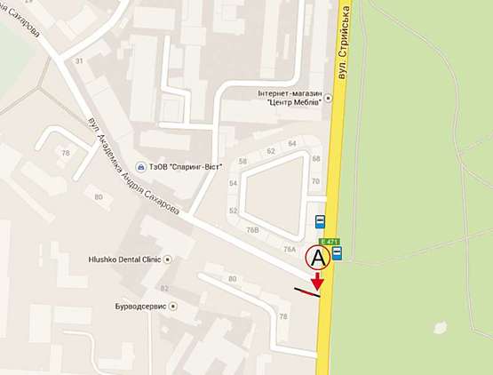 Схема рекламной плоскости по адресу Стрийська - вул. Сахарова ( верхній)