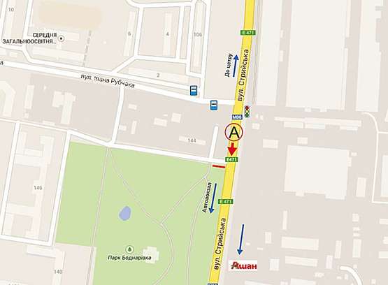 Схема рекламної площини за адресою Стрийська (за Рубчака) до Ашана, Кінг кросу, ст. А Схема рекламної площини за адресою Стрийська (за Рубчака) до Ашана, Кінг кросу, ст. А