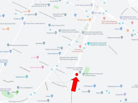 Схема рекламной плоскости по адресу Народного Ополчения ул. 9 - ул. Винницкая, в сторону пл. Севастопольской