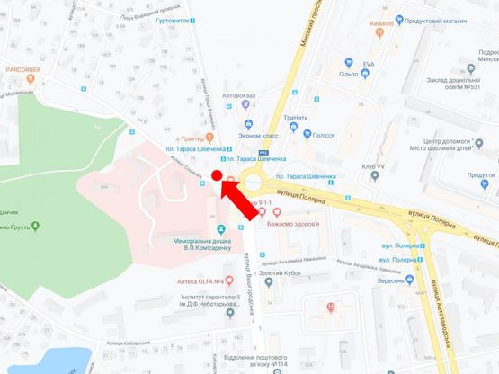 Схема рекламной плоскости по адресу Шевченко пл. - ул. Сошенко - ул. Вышгородская, на круговой развязке