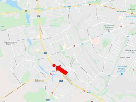 Схема рекламной плоскости по адресу Кольцевая дорога - ул. Литвиненко-Вольгемут, разделитель, поворот на Софиевскую Борщаговку, в сторону пр. Победы