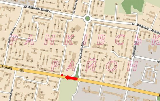 Схема рекламной плоскости по адресу Научная ул., 44, возле отеля "Спутник", в сторону Кульпарковской ул.