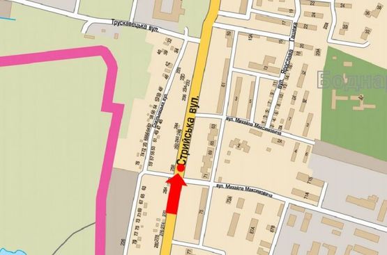 Схема рекламной плоскости по адресу Стрыйская ул., 258, разделитель, в центр