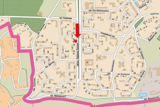 Схема рекламной плоскости по адресу Красной Калины пр., 74 / Скрипника ул.