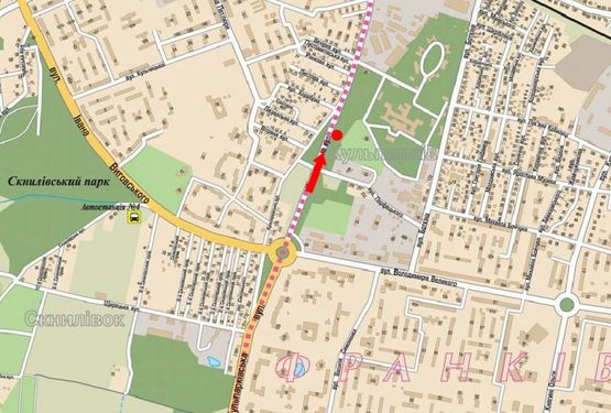 Схема рекламной плоскости по адресу Кульпарковская ул., 99, в центр