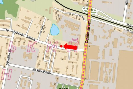 Схема рекламної площини за адресою Владимира Великого ул., 2/4, возле завода "ЛАЗ"