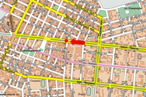 Схема рекламной плоскости по адресу Центральный пр. (бывш. Ленина пр.) / М. Морская ул., бульвар, в сторону Пушкинской ул., левая