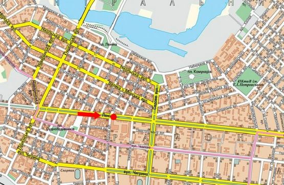 Схема рекламної площини за адресою Центральный пр. (бывш. Ленина пр.) / М. Морская ул., 2, бульвар, из центра, левая