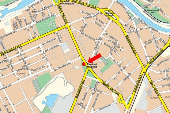 Схема рекламной плоскости по адресу Свободы пр. - ул. Минайская, пл. Кирилла и Мефодия, возле универмага "Украина", из центра