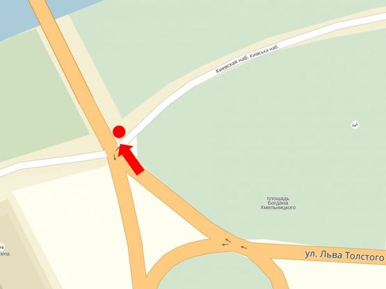 Схема рекламной плоскости по адресу Хмельницкого пл. / Киевская набережная, перед мостом