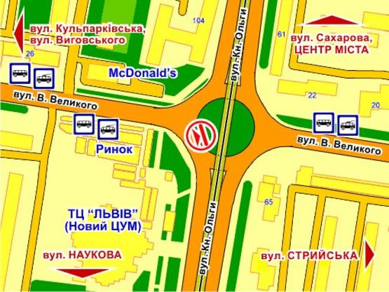 Схема рекламной плоскости по адресу вул. Кн. Ольги, справа, призма 3 Схема рекламной плоскости по адресу вул. Кн. Ольги, справа, призма 3