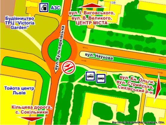 Схема рекламной плоскости по адресу вул. Кульпарківська – Наукова, справа, призма 1