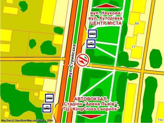 Схема рекламної площини за адресою вул. Стрийська, 69, призма 1 Схема рекламної площини за адресою вул. Стрийська, 69, призма 1