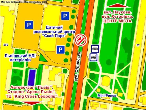 Схема рекламной плоскости по адресу вул. Стрийська, 202 (з центру), призма 3 Схема рекламной плоскости по адресу вул. Стрийська, 202 (з центру), призма 3