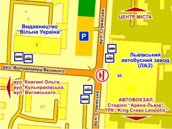 Схема рекламной плоскости по адресу вул. Стрийська, 45, ЛАЗ, зліва призма 1