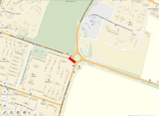 Схема рекламної площини за адресою Бандери -Протасевича -Збаражське шосе лівий