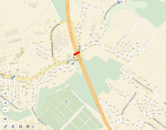 Схема рекламной плоскости по адресу Ізмайлівська (від Калинівського ринку) нижній