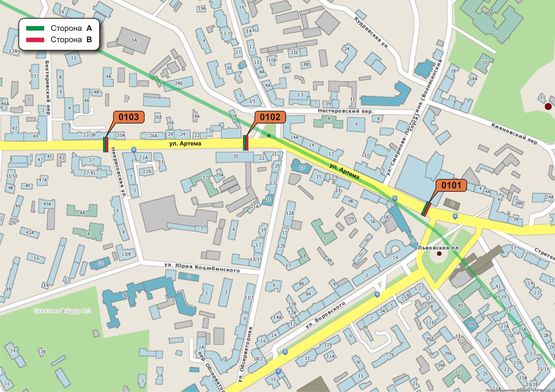Схема рекламной плоскости по адресу Артема ул., 25 Схема рекламной плоскости по адресу Артема ул., 25