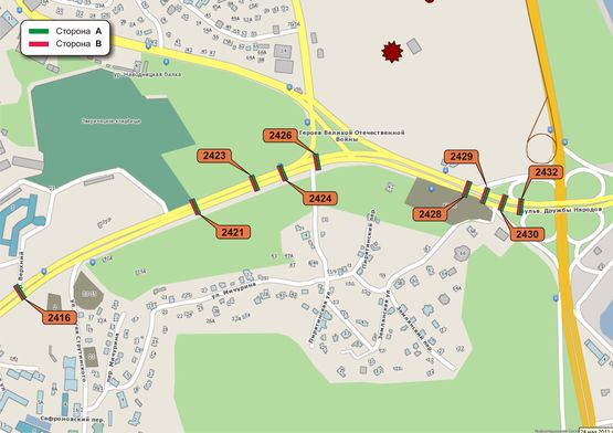 Схема рекламної площини за адресою Дружбы Народов бул, 13 Схема рекламної площини за адресою Дружбы Народов бул, 13