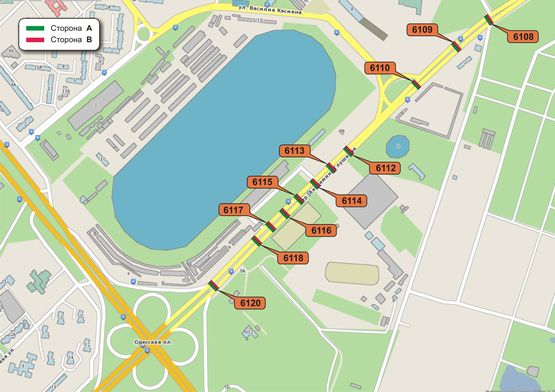 Схема рекламної площини за адресою Академика Глушкова пр, 75-76 Схема рекламної площини за адресою Академика Глушкова пр, 75-76