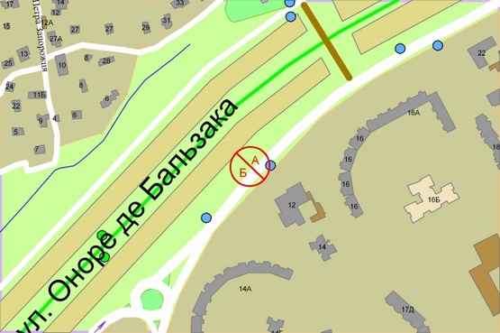 Схема рекламної площини за адресою Оноре де Бальзака, навпроти буд. 12, біля Автостоянки