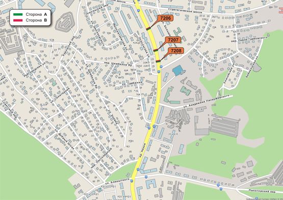 Схема рекламної площини за адресою Науки пр, 27 Схема рекламної площини за адресою Науки пр, 27