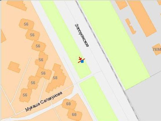 Схема рекламної площини за адресою Запорожское шоссе - Мукаша Салакумова ул., ж/м Тополь, дорога в аэропорт, из центра Схема рекламної площини за адресою Запорожское шоссе - Мукаша Салакумова ул., ж/м Тополь, дорога в аэропорт, из центра