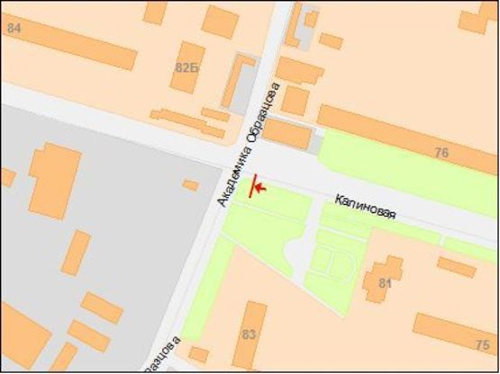 Схема рекламной плоскости по адресу Калиновая ул - ул.Образцова,  В из центра Схема рекламной плоскости по адресу Калиновая ул - ул.Образцова,  В из центра