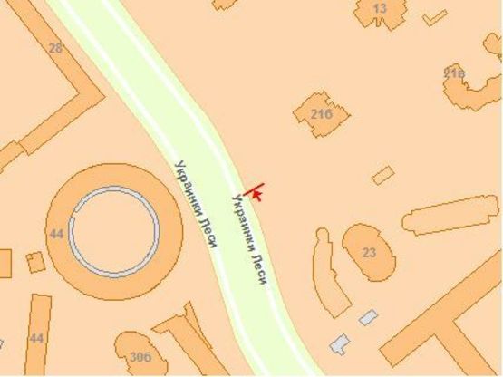 Схема рекламной плоскости по адресу Леси Украинки буль., между домами 21Б-23 Схема рекламной плоскости по адресу Леси Украинки буль., между домами 21Б-23