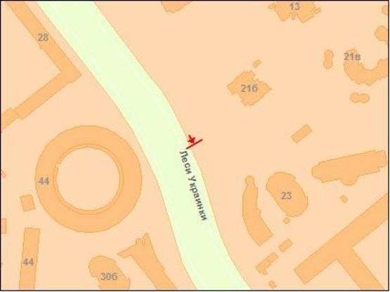 Схема рекламной плоскости по адресу Леси Украинки буль., между домами 21Б-23 Схема рекламной плоскости по адресу Леси Украинки буль., между домами 21Б-23