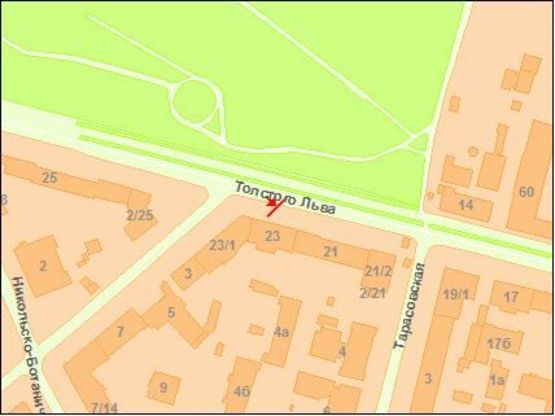 Схема рекламної площини за адресою Льва Толстого ул., 23 Схема рекламної площини за адресою Льва Толстого ул., 23